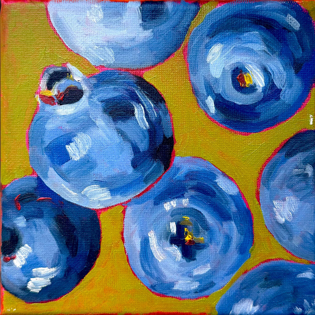 Blueberries on Green Paint